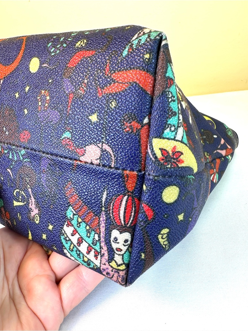 Piero Guidi Chiara Tote “Magic Circus” Coated Canvas Calfskin Straps Italy - Picture 14 of 17